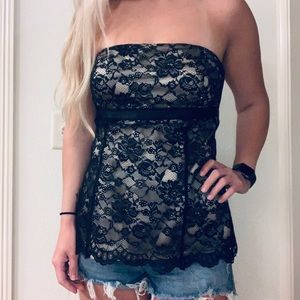 Express Lace Strapless Top